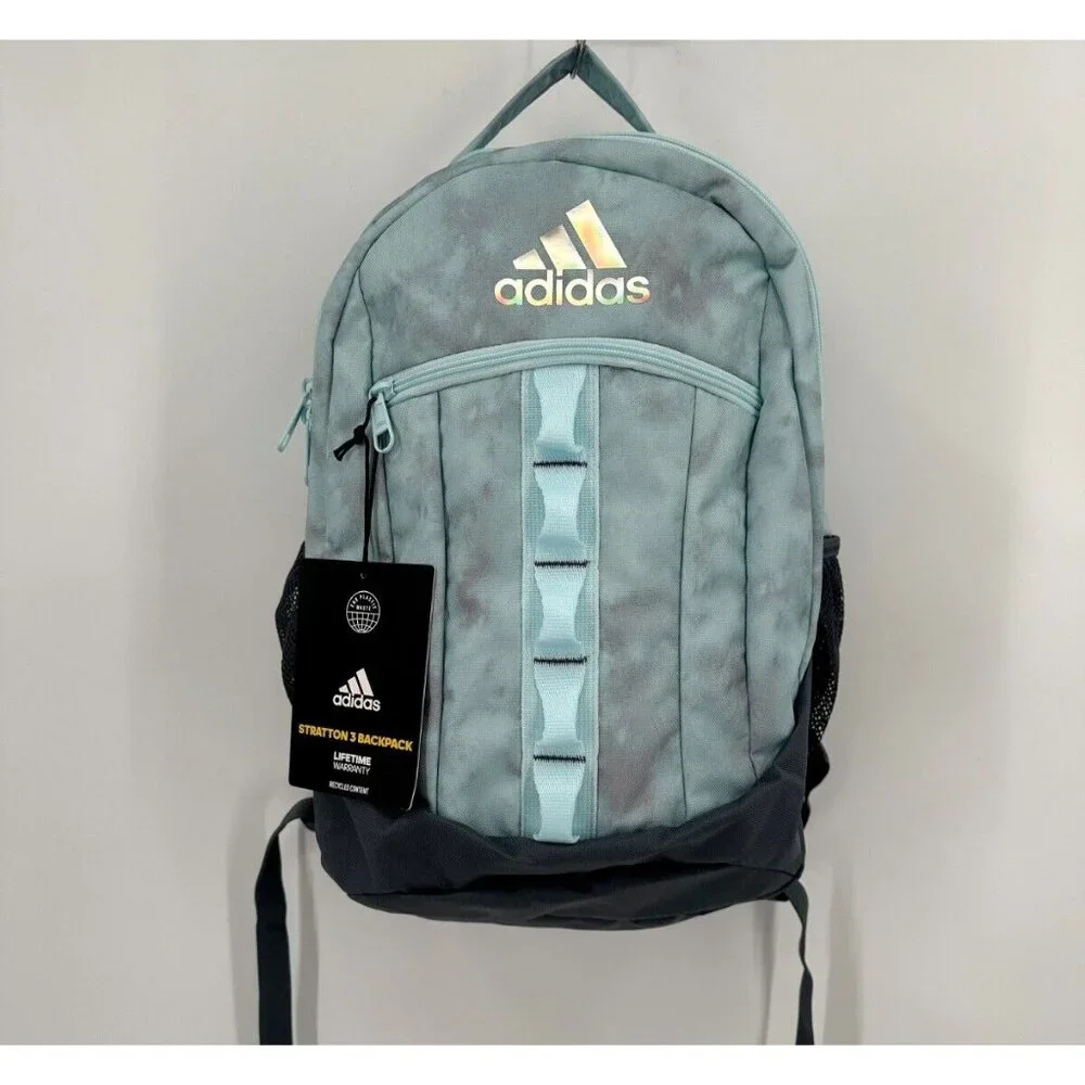 adidas Stratton II Backpack in Light Blue/Gray Large School Bag Fits 17